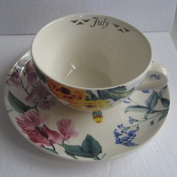 Spode Dining Spode Flowers Of The Month Oversized Tea Cup Saucer July With Box Poshmark